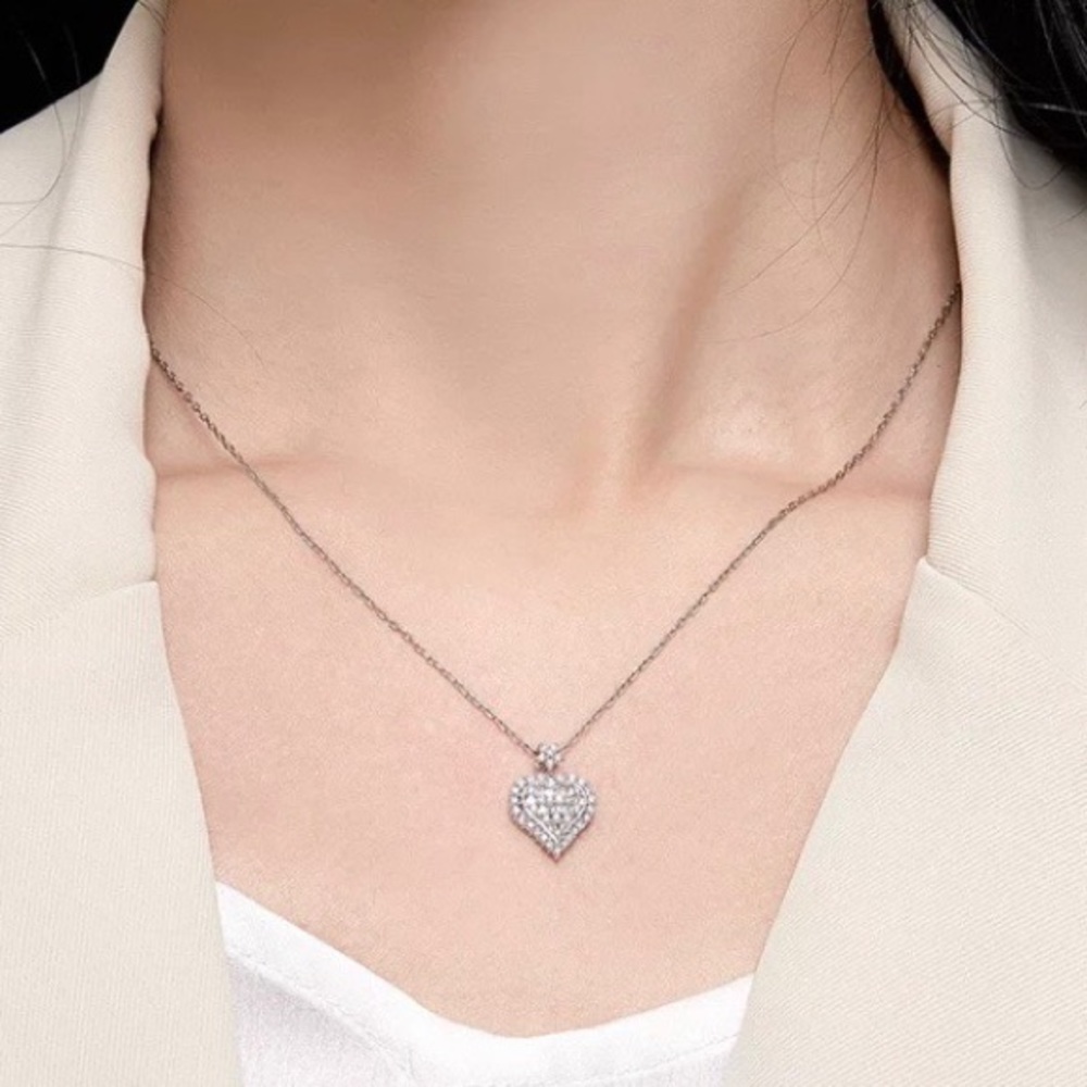 NEW 925 STERLING SILVER DIAMOND PENDANT NECKLACE - Picture 2 of 9
